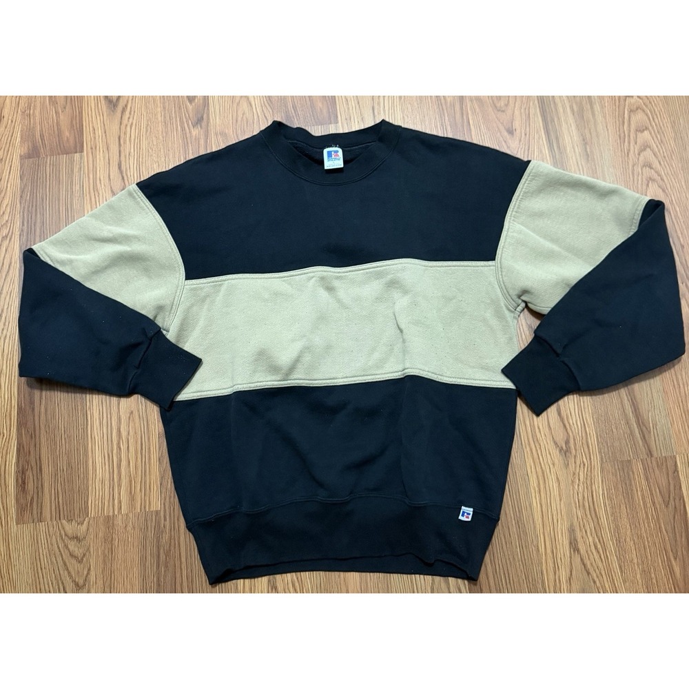 Russell Athletic Mens Large Sweatshirt Made In USA Colorblock Crewneck Vintage